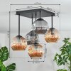 Ripoll Plafondlamp, Kogellampje Amber, Rookkleurig, 5-lichts