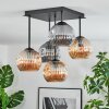 Ripoll Plafondlamp, Kogellampje Amber, Rookkleurig, 5-lichts