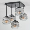 Ripoll Plafondlamp, Kogellampje Chroom, Duidelijk, Rookkleurig, 5-lichts