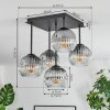 Ripoll Plafondlamp, Kogellampje Duidelijk, Rookkleurig, 5-lichts