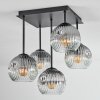 Ripoll Plafondlamp, Kogellampje Duidelijk, Rookkleurig, 5-lichts