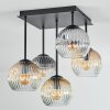 Ripoll Plafondlamp, Kogellampje Amber, Duidelijk, Rookkleurig, 5-lichts