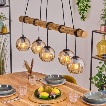 Koyoto Hanglamp, Kogellampje, Hanglamp Natuurlijke kleuren, Zwart, 5-lichts