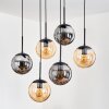 Gastor Hanglamp, Kogellampje, Hanglamp Amber, Rookkleurig, 6-lichts