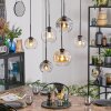 Ripoll Hanglamp, Kogellampje, Hanglamp Amber, Duidelijk, Rookkleurig, 6-lichts