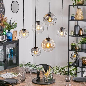 Ripoll Hanglamp, Kogellampje, Hanglamp Amber, Duidelijk, Rookkleurig, 6-lichts