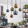 Koyoto Hanglamp, Kogellampje, Hanglamp Blauw, Goud, Groen, Koperkleurig, 6-lichts