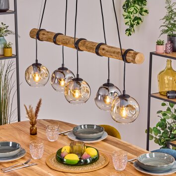 Ripoll Hanglamp, Kogellampje, Hanglamp Natuurlijke kleuren, Zwart, 5-lichts