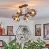 Koyoto Plafondlamp, Kogellampje Duidelijk, Rookkleurig, 6-lichts