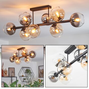 Koyoto Plafondlamp, Kogellampje Amber, Duidelijk, Rookkleurig, 8-lichts