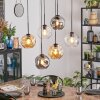 Ripoll Hanglamp, Kogellampje, Hanglamp Amber, Duidelijk, Rookkleurig, 6-lichts
