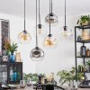 Ripoll Hanglamp, Kogellampje, Hanglamp Amber, Duidelijk, Rookkleurig, 6-lichts