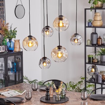 Ripoll Hanglamp, Kogellampje, Hanglamp Amber, Duidelijk, Rookkleurig, 6-lichts