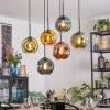 Ripoll Hanglamp, Kogellampje, Hanglamp Blauw, Goud, Groen, Koperkleurig, 6-lichts