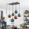Ripoll Hanglamp, Kogellampje, Hanglamp Blauw, Groen, Koperkleurig, 6-lichts