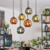 Ripoll Hanglamp, Kogellampje, Hanglamp Blauw, Groen, Koperkleurig, 6-lichts
