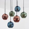 Ripoll Hanglamp, Kogellampje, Hanglamp Blauw, Groen, Koperkleurig, 6-lichts