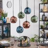 Ripoll Hanglamp, Kogellampje, Hanglamp Blauw, Groen, Koperkleurig, 6-lichts