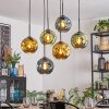 Ripoll Hanglamp, Kogellampje, Hanglamp Blauw, Goud, Groen, 6-lichts