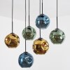Ripoll Hanglamp, Kogellampje, Hanglamp Blauw, Goud, Groen, 6-lichts