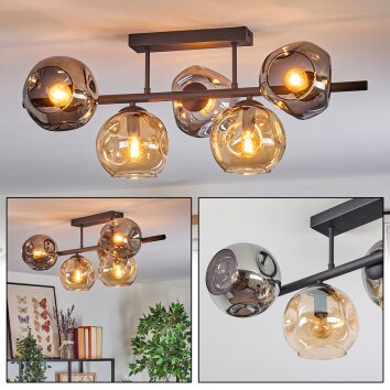 Ripoll Plafondlamp, Kogellampje Zwart, 5-lichts