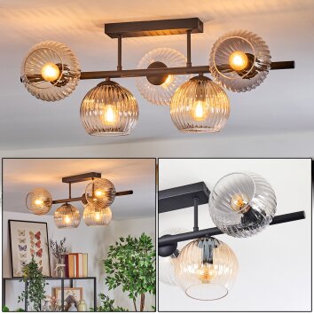 Koyoto Plafondlamp, Kogellampje Zwart, 5-lichts