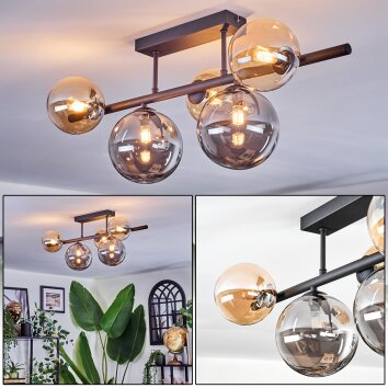 Chehalis Plafondlamp, Kogellampje Zwart, 5-lichts