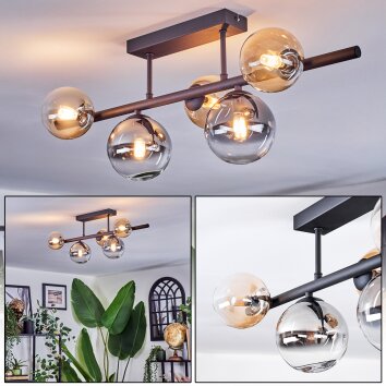 Chehalis Plafondlamp, Kogellampje Zwart, 5-lichts