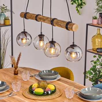 Koyoto Hanglamp, Kogellampje, Hanglamp Natuurlijke kleuren, Zwart, 4-lichts