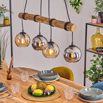 Koyoto Hanglamp, Kogellampje, Hanglamp Natuurlijke kleuren, Zwart, 4-lichts