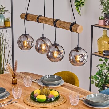 Koyoto Hanglamp, Kogellampje, Hanglamp Natuurlijke kleuren, Zwart, 4-lichts