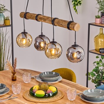 Ripoll Hanglamp, Kogellampje, Hanglamp Natuurlijke kleuren, Zwart, 4-lichts