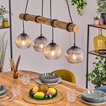Koyoto Hanglamp, Kogellampje, Hanglamp Natuurlijke kleuren, Zwart, 4-lichts