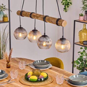 Koyoto Hanglamp, Kogellampje, Hanglamp Natuurlijke kleuren, Zwart, 4-lichts