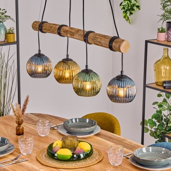Koyoto Hanglamp, Kogellampje, Hanglamp Natuurlijke kleuren, Zwart, 4-lichts