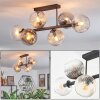 Koyoto Plafondlamp, Kogellampje Amber, Duidelijk, Rookkleurig, 6-lichts