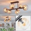 Koyoto Plafondlamp, Kogellampje Amber, Duidelijk, 6-lichts