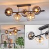 Koyoto Plafondlamp, Kogellampje Amber, Duidelijk, Rookkleurig, 5-lichts