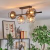 Koyoto Plafondlamp, Kogellampje Amber, Duidelijk, Rookkleurig, 5-lichts
