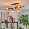 Koyoto Plafondlamp, Kogellampje Amber, Duidelijk, 5-lichts