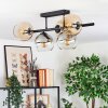 Koyoto Plafondlamp, Kogellampje Amber, Duidelijk, Rookkleurig, 5-lichts