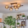 Koyoto Plafondlamp, Kogellampje Amber, Duidelijk, Rookkleurig, 5-lichts