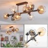 Koyoto Plafondlamp, Kogellampje Amber, Duidelijk, Rookkleurig, 8-lichts