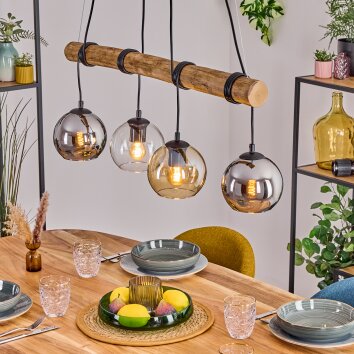 Koyoto Hanglamp, Kogellampje, Hanglamp Natuurlijke kleuren, Zwart, 4-lichts