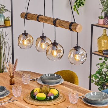 Ripoll Hanglamp, Kogellampje, Hanglamp Natuurlijke kleuren, Zwart, 4-lichts