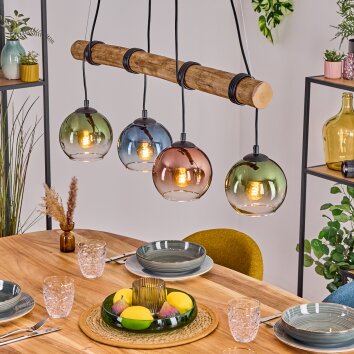 Koyoto Hanglamp, Kogellampje, Hanglamp Natuurlijke kleuren, Zwart, 4-lichts