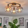 Koyoto Plafondlamp, Kogellampje Amber, Duidelijk, Rookkleurig, 3-lichts