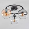 Koyoto Plafondlamp, Kogellampje Amber, Duidelijk, Rookkleurig, 3-lichts