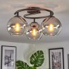 Koyoto Plafondlamp, Kogellampje Chroom, Duidelijk, Rookkleurig, 3-lichts