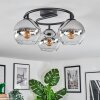 Koyoto Plafondlamp, Kogellampje Chroom, Duidelijk, Rookkleurig, 3-lichts